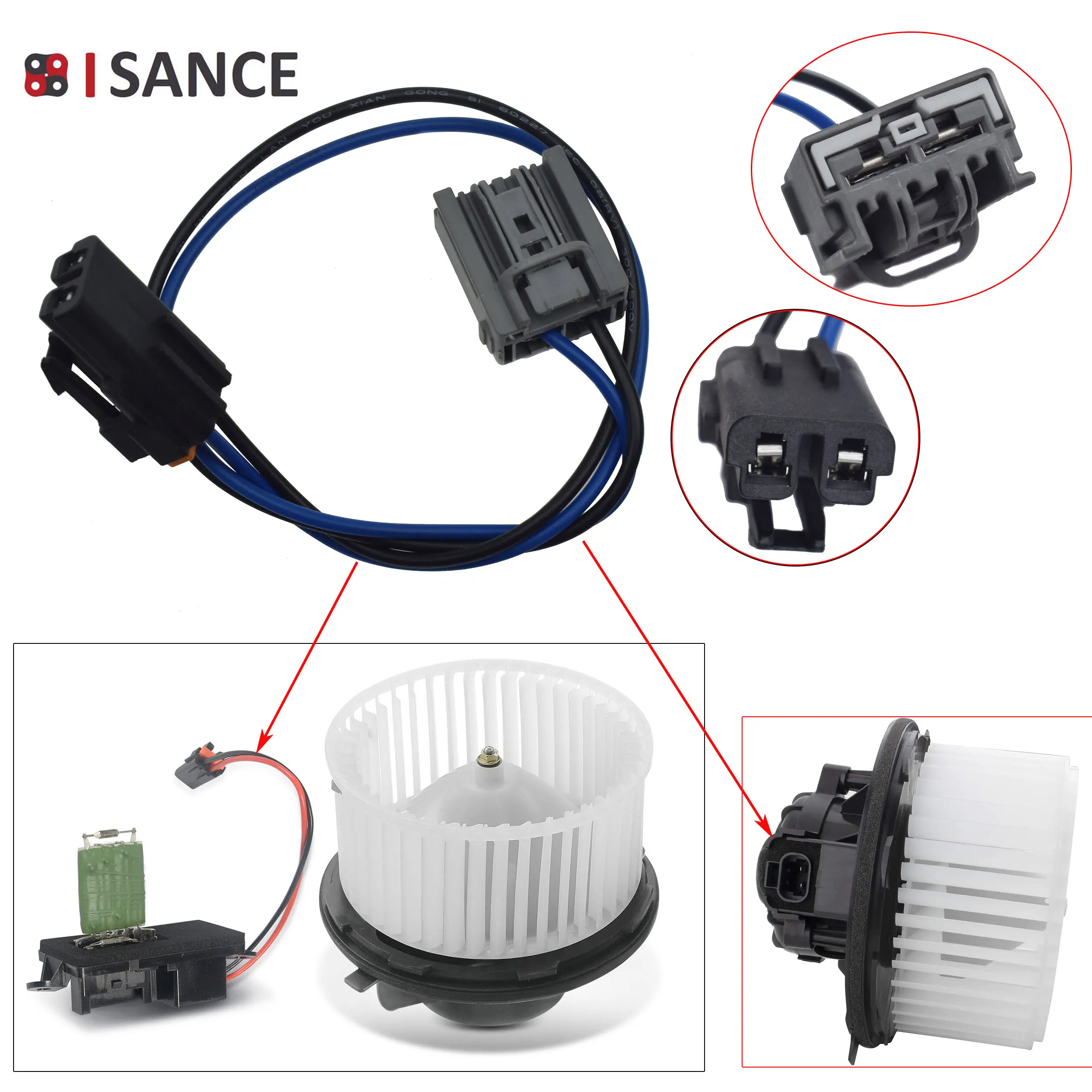 HVAC AC Blower Motor Fan & Resistor Harness Connector Plug For Chevrolet Cadillac GMC 89019320,89019301,22807122,RU371,15887352