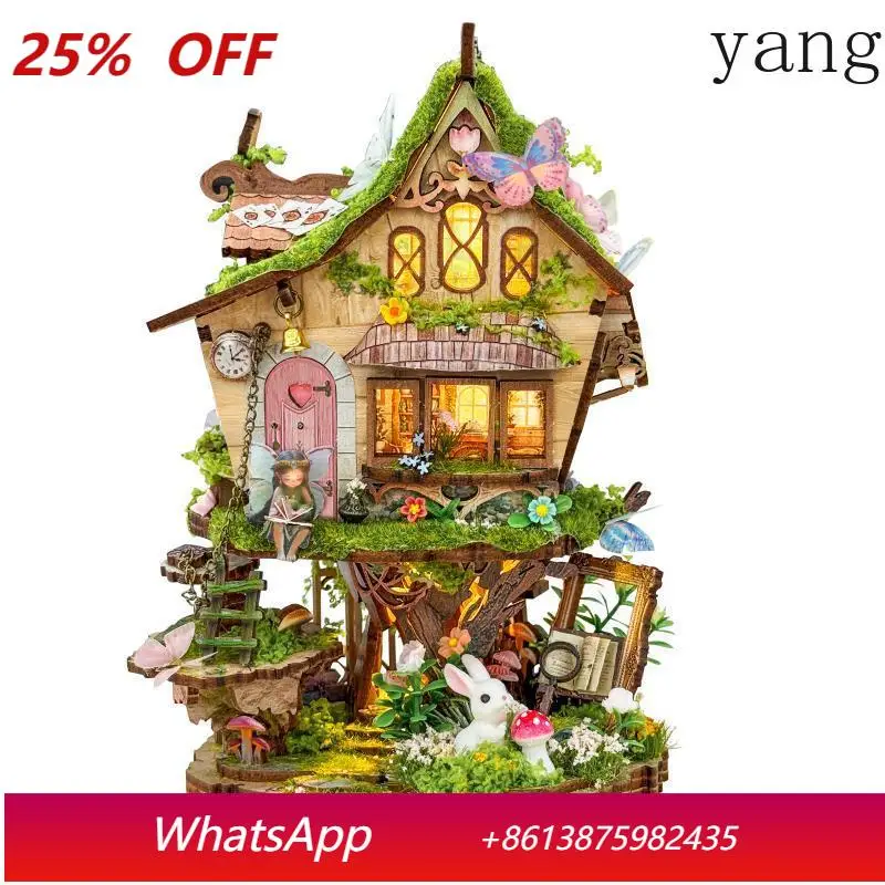 

LHH DIY wooden tree house statue mini 3D puzzle home decoration crafts