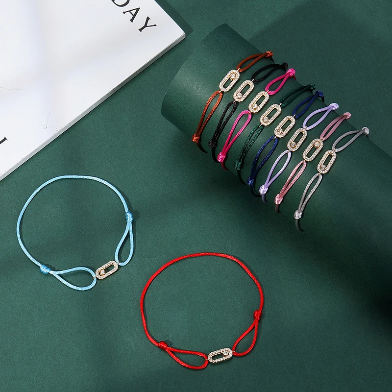 2024 New Simple Fashion Women Can be moved Zircon Rope Bracelet Lace up Chain Adjustable Rope Bracelet jewelry accessory