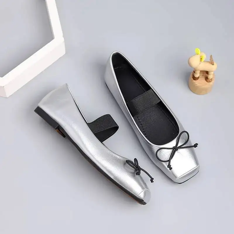 

Женские балетки Мэри Джейн, большие размеры 44, туфли-лодочки с квадратным носком, новые модные балетки на плоской подошве