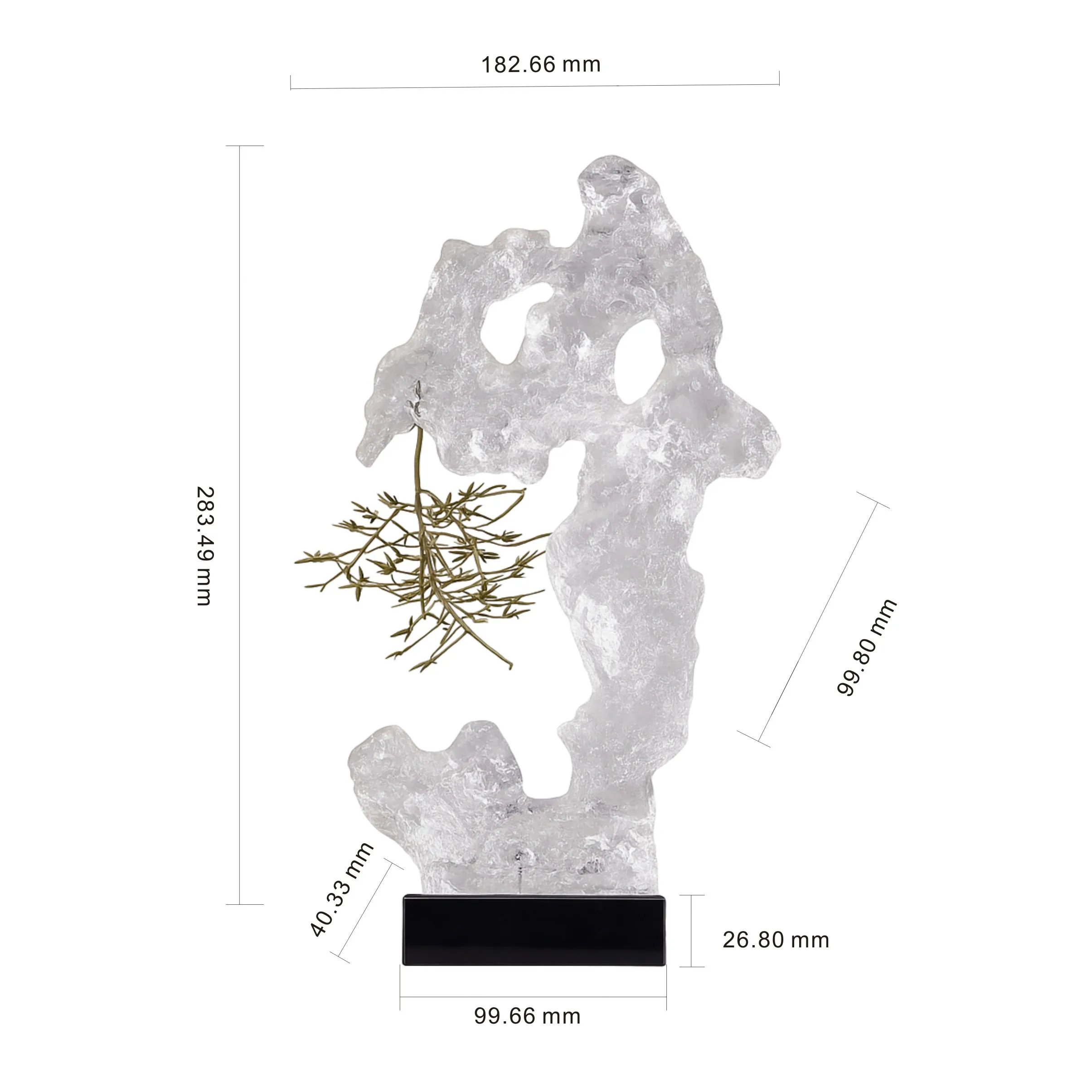 فروع الذهب النحت الراتنج الشفاف، ديكور المنزل الصيني، فن سطح المكتب المصنوع يدوياً #6