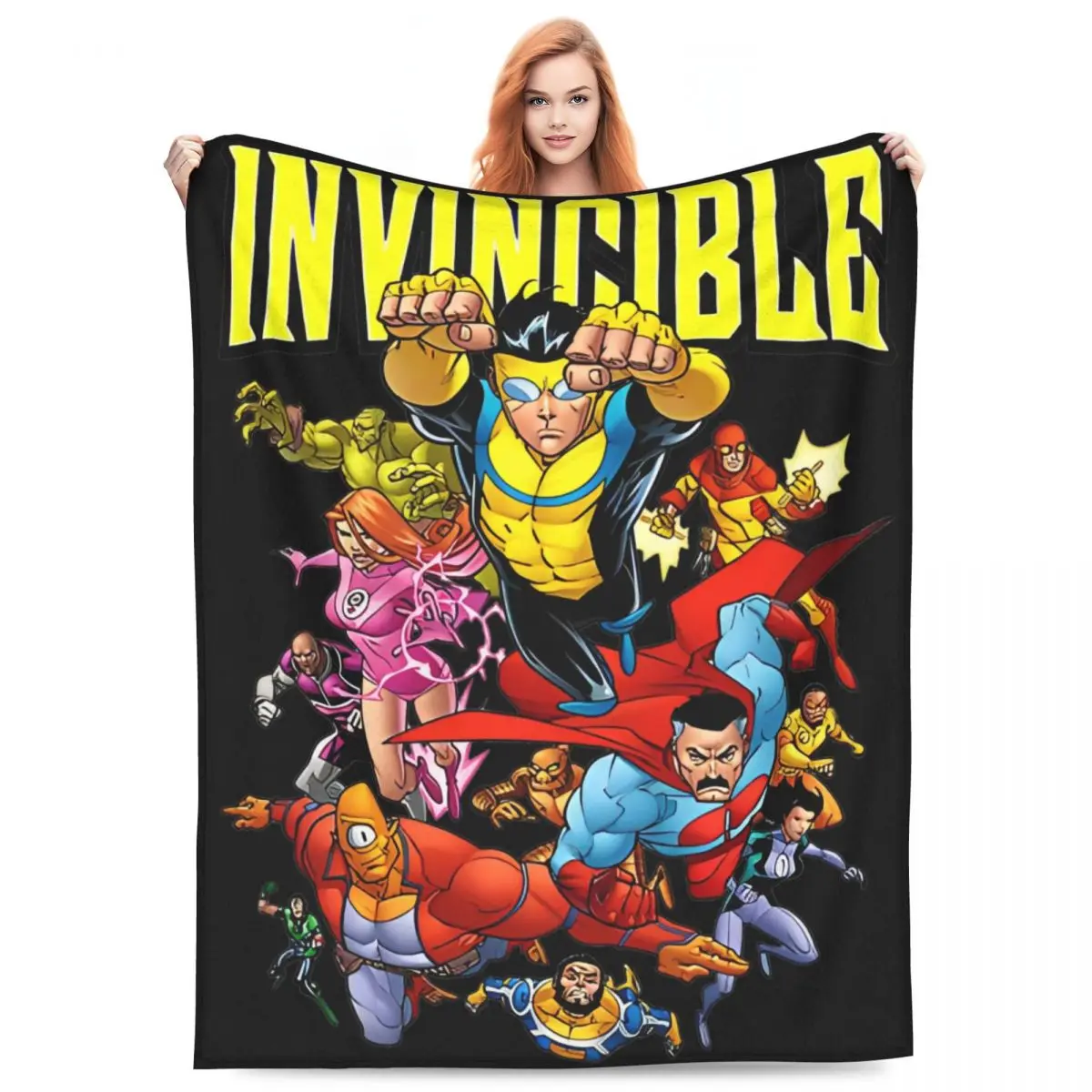 Comfort Invincible Cartoon Superhero Blanket Decorative Funny TV Series Throws And Blankets Lightweight Coral Fleece Plush