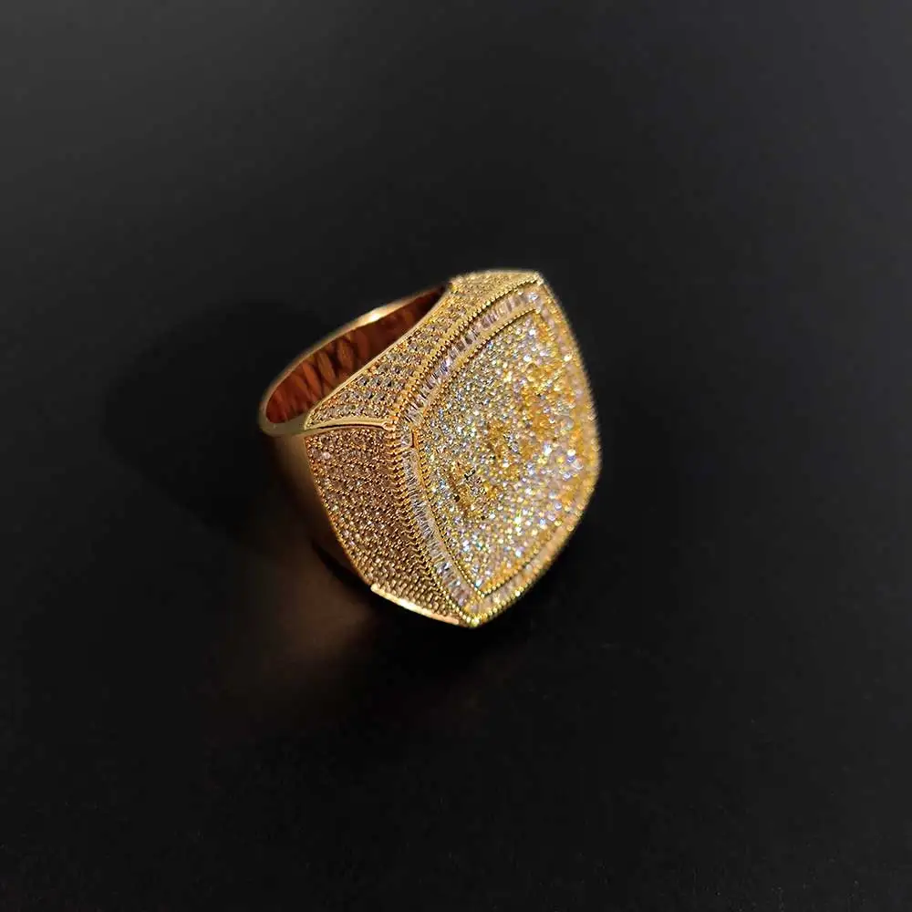 Hip Hop Personalised Custom Name Ring Bling CZ Stone Square Shape Letter Rings for Women Men