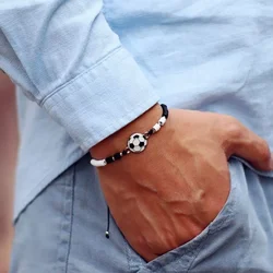 Unique Handmade Soccer Bracelet Adjustable Fashionable For Men Ideal For Sports Vacation Best Boyfriend Gift Poly Clay Braslet