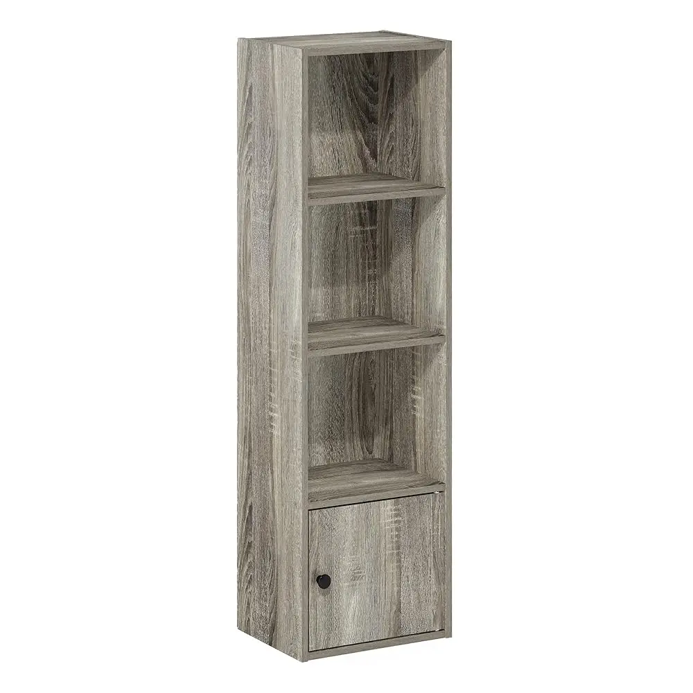 

Luder Shelf Bookcase With 1 Door Storage Cabinet, French Oak