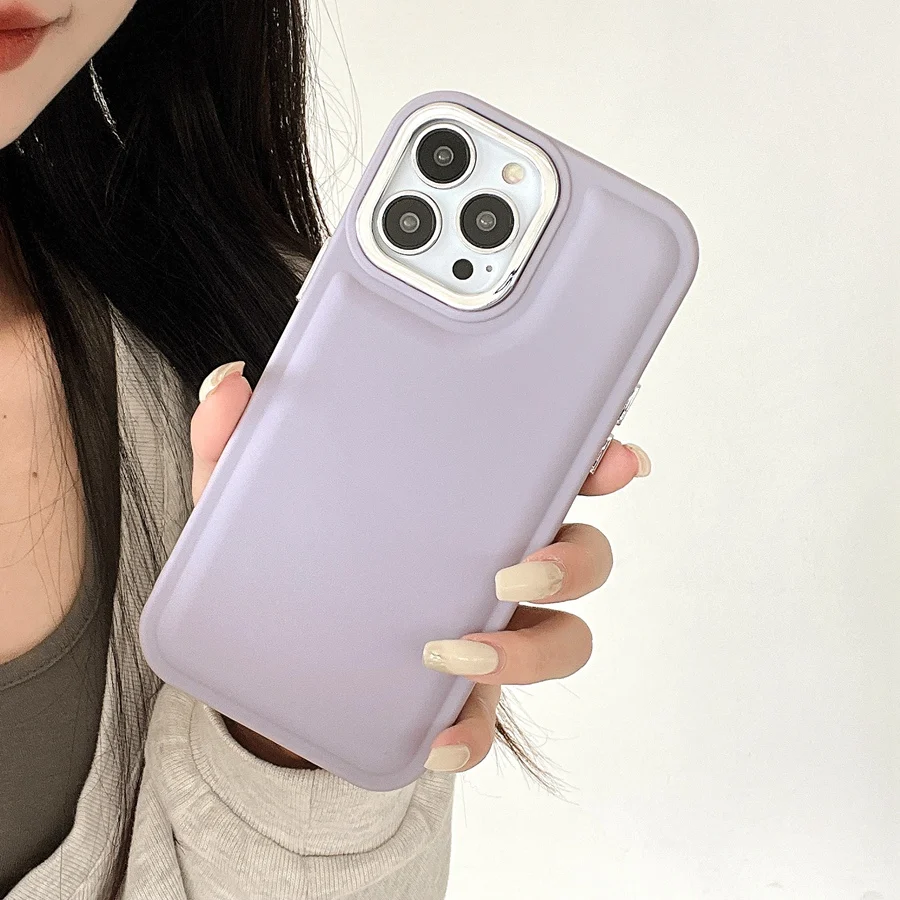 Macarone Color Soft Phone Case for iPhone 15 Pro Max 15 Plus 15 pro 14 13 12 11 XR XS Max SE 7 8 Electroplated Buttons Cover