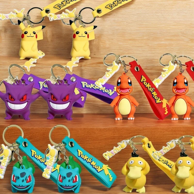 Pokémon Keychain Set-Cute Pikachu & Friends, Carrying Case Hanging, Q Version Keychain Kawaii Gift for Fans & Couples Anime Coll