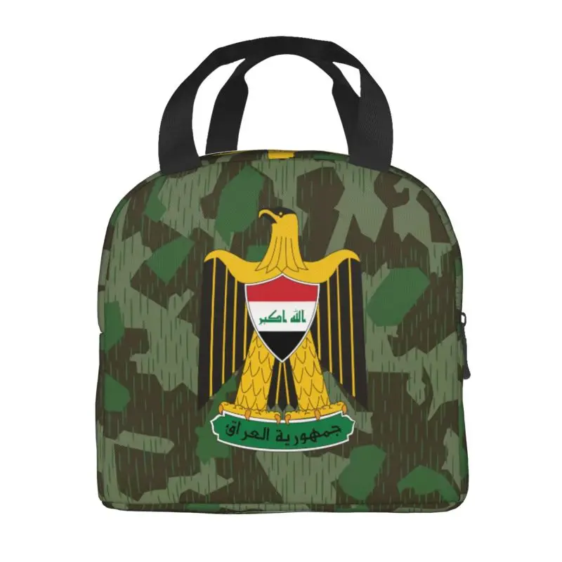 Emblem Of Iraq Insulated Lunch Bag for Women Resuable Iraqi Flag Eagle Cooler Thermal Lunch Tote Beach Camping Travel