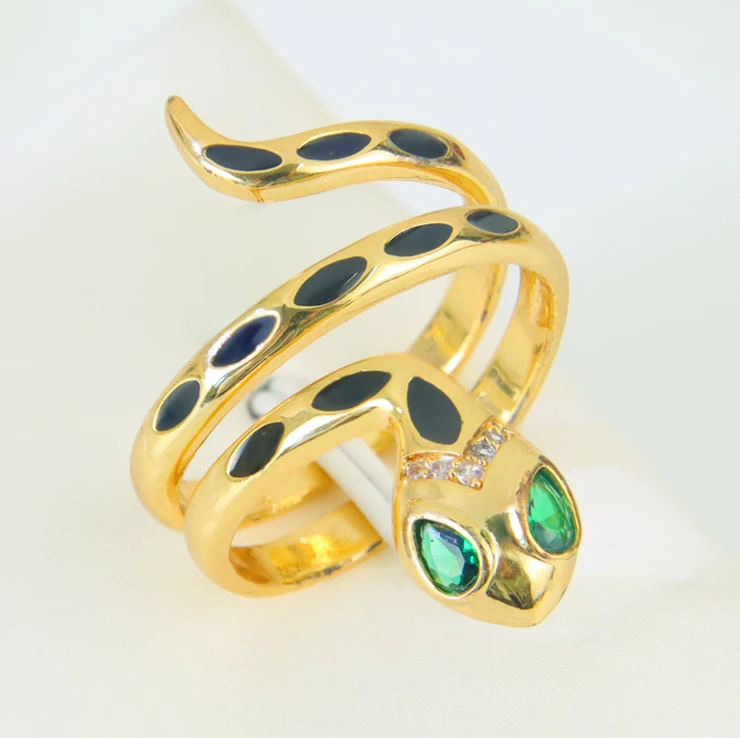 Hip-Hop Zirkonia Offene Schlangenringe 21k Vergoldet Arabische Mode CZ Tier-Ring Italienischer Damen Event Party Punk Schmuck Geschenke – Detail 16