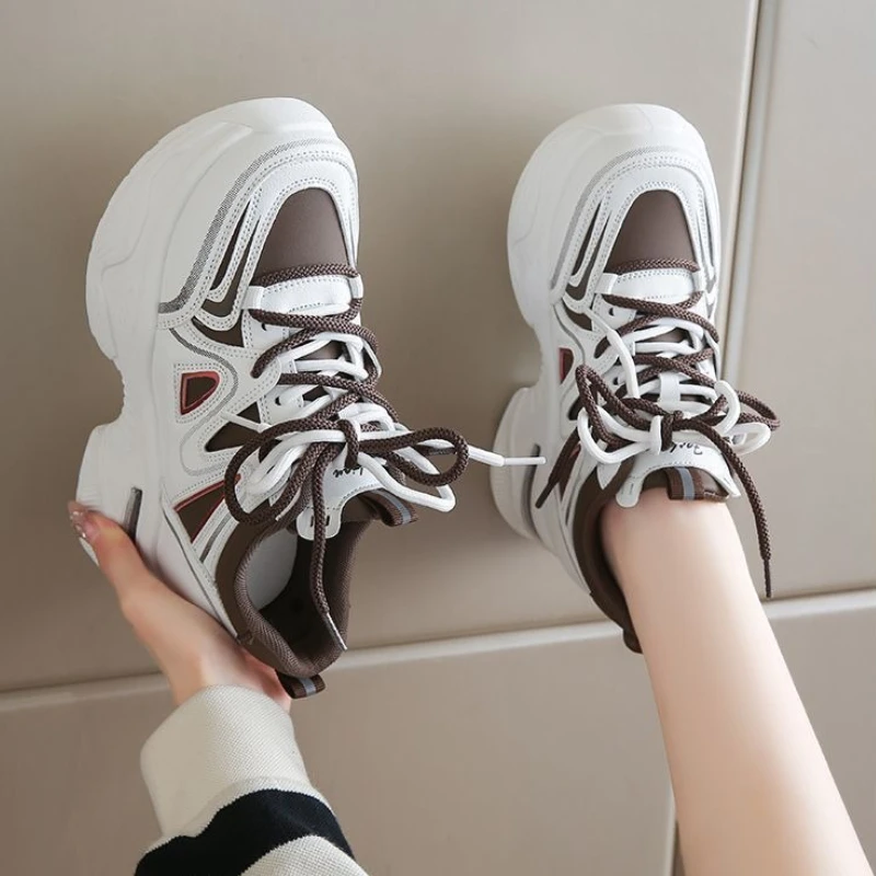 

Bestseller Thick Sole for Women Autumn Winter Lightweight Sneakers Petite Size Height Booster Genuine Leather Breathable Mesh