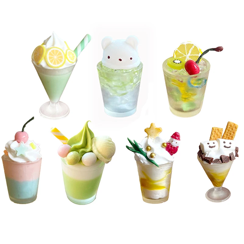 1Pcs 1:12 Dollhouse Miniature Ice Cream Cups Doll House Kitchen Food Accessories Mini Milkshake Ice Cream Kitchen Toys