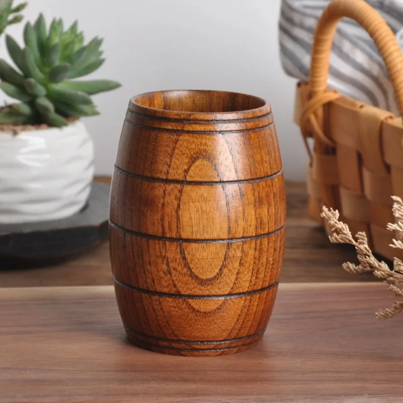 1PC Wooden Bucket Shape Mugs Handmade Natural Spruce Water Drinking Tea Cup Creative Kitchen Bar Summer Party Drinkware