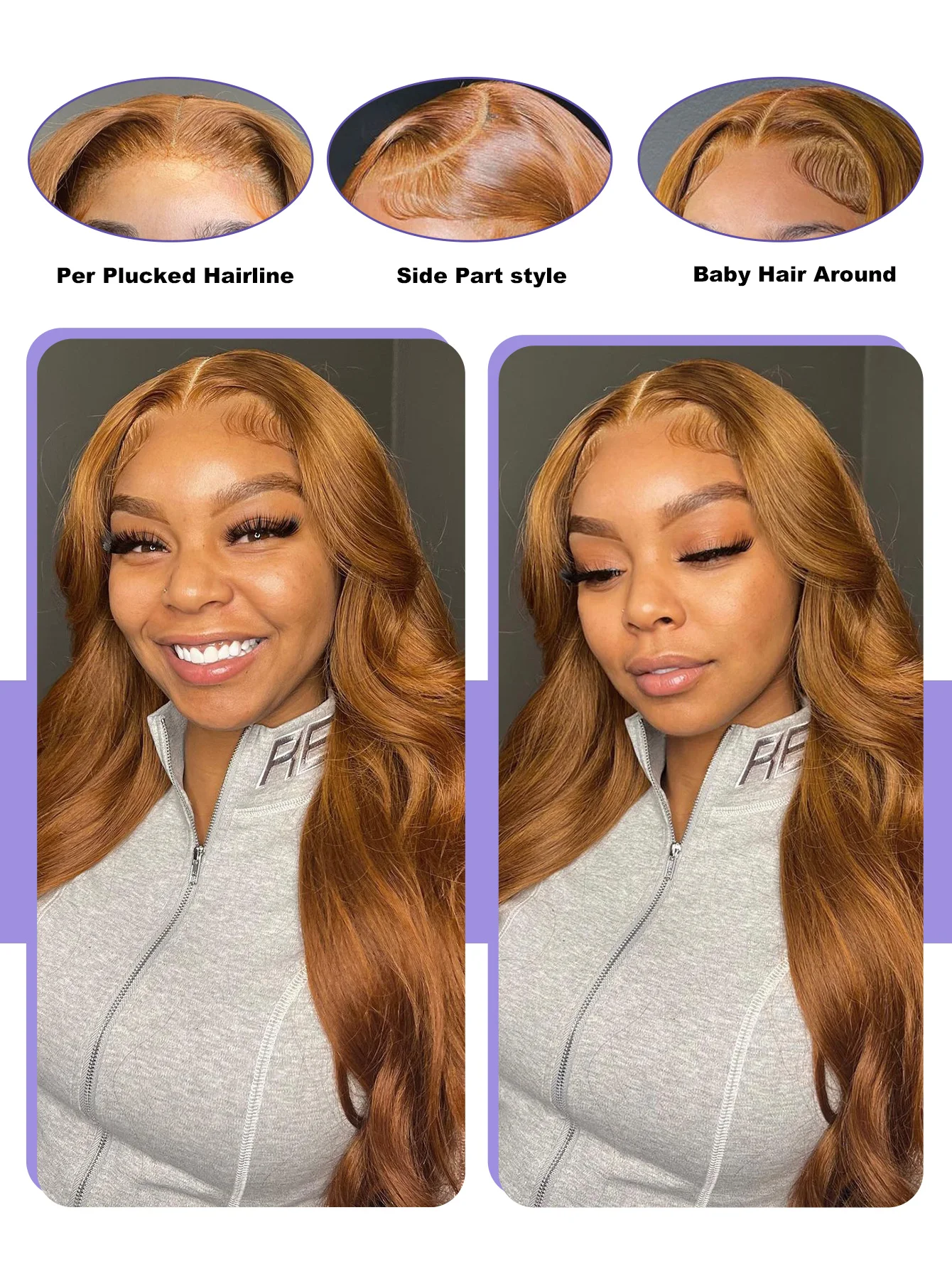 الفراولة الزنجبيل البرتقالي 13X6 الدانتيل الجبهة الباروكات خصلات الشعر المستعار الإنسان الجسم موجة 13X4 الأحمر بورجوندي الملونة الدانتيل الباروكات الأمامية قبل قطعها #4