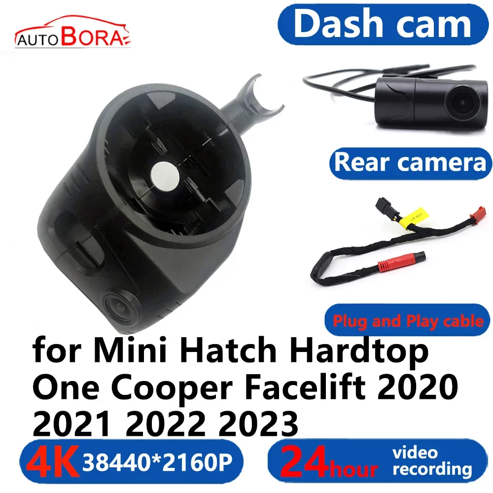 

AutoBora 4K Wifi 3840*2160 Car DVR Dash Cam Camera 24H Video Monitor for Mini Hatch Hardtop One Cooper Facelift 2020~2023