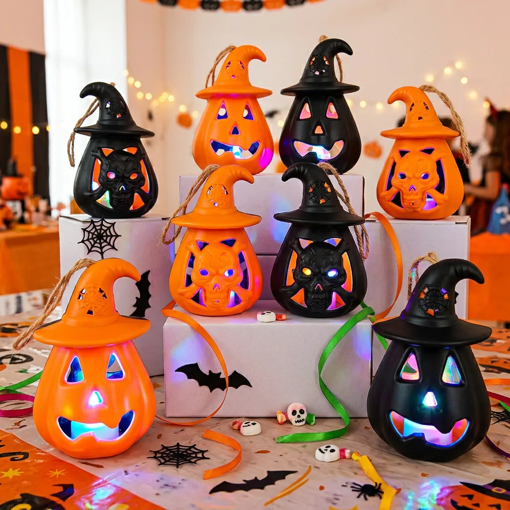 Halloween Ornament Hollow Pumpkin Lantern Skull Bar Werewolf Ghost Festival Scene Arrangement Props Ornaments Night Lights
