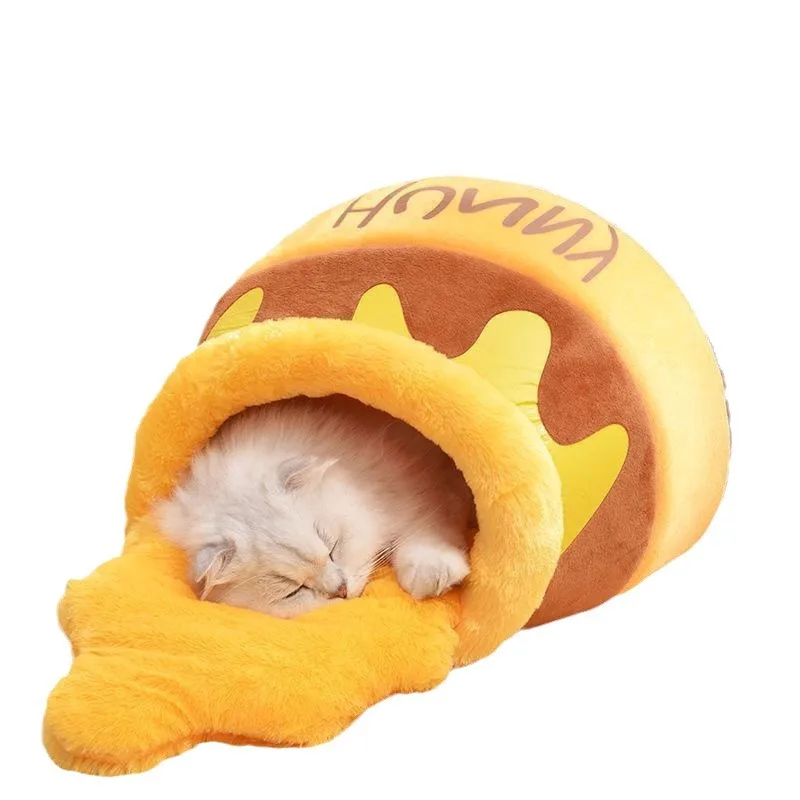 

Honey Jar Cat Bed Winter Warmth Cat Bed Instagram-Style Adorable Cartoon Cat Bed All-Season Universal Cat Bed