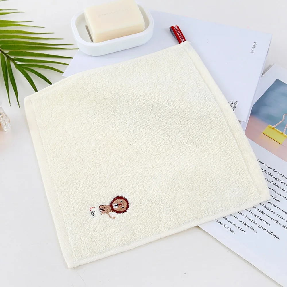 

New 25x25cm Small Square Towel Cartoon Cotton Fingertip Towels Super Absorbent Animal Embroidered Wash Face Towel