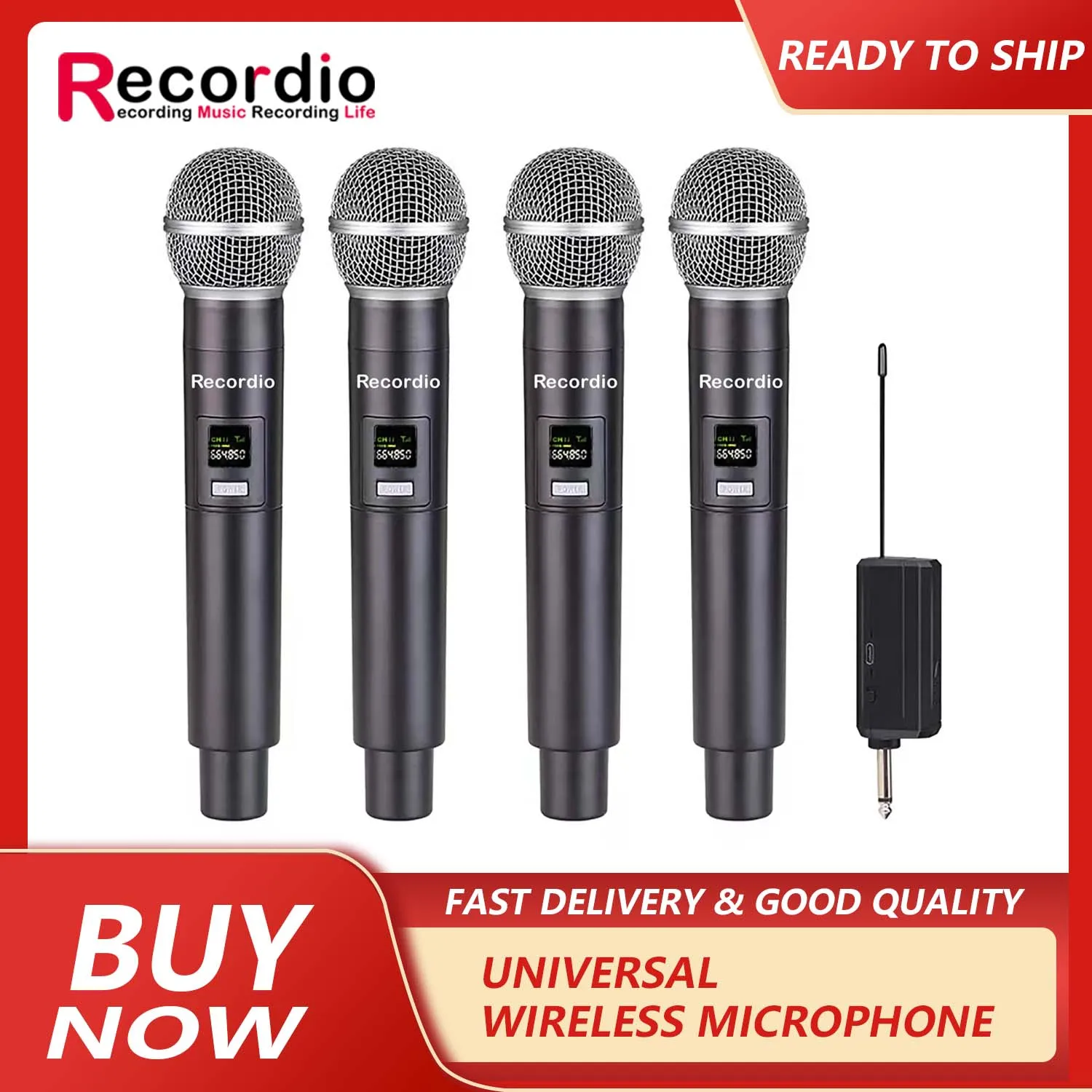 GAW-RM58 Professional 4 Channel 6.35MM UHFWireless Microphone Karaoke Speaker Performance Outdoor Audio DJ Singing Ktv