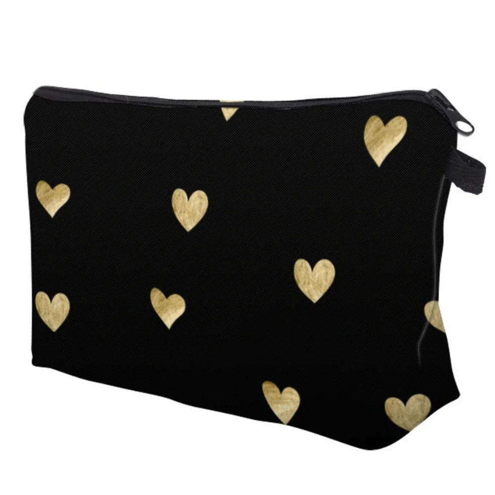 

Women's Accessory Gold Heart Makeup Storage Bag Portable Compact Toiletry Bag Loose Change Accessory Gift