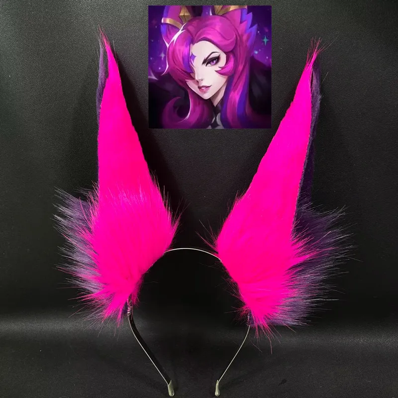 New Custom for Star Guardian Xayah League Of Legends Fox Wolf Ears Hair Hoop Headwear Cosplay Props Hand Made