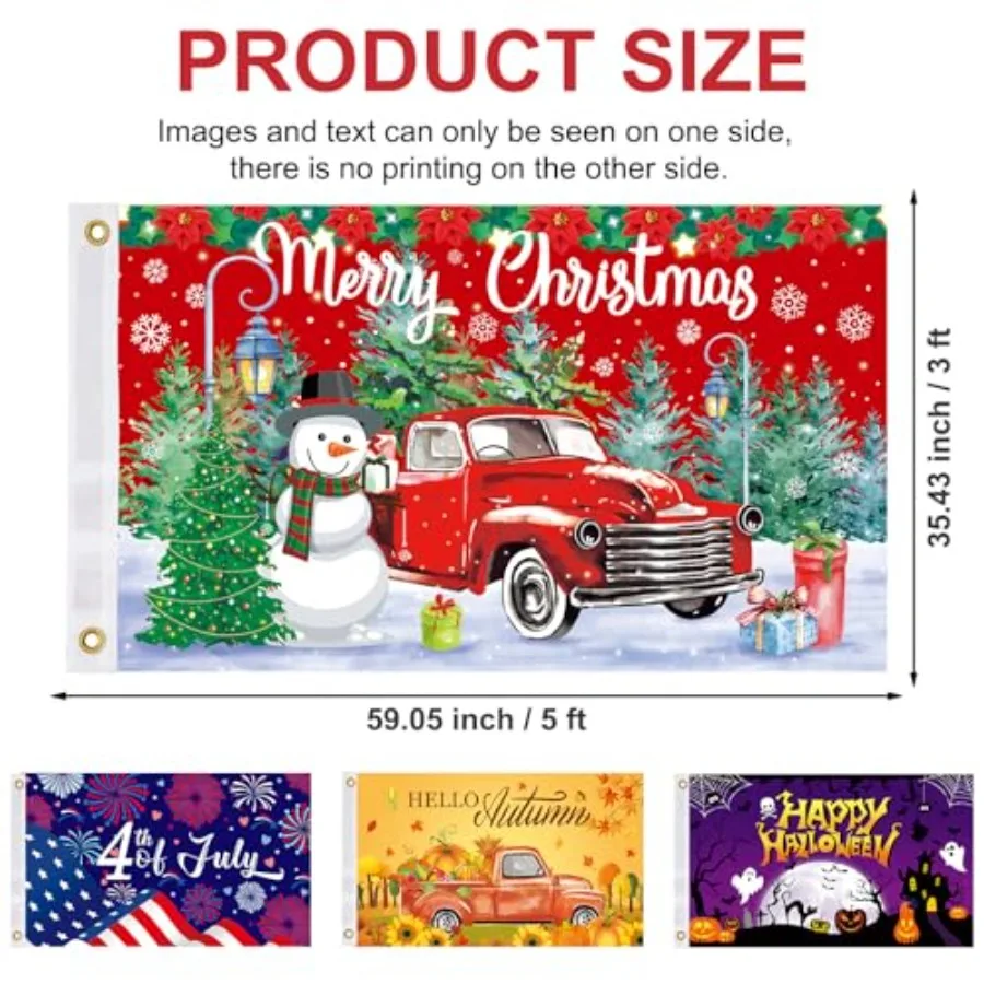 Seasonal Garden Flags Set of 12-3x5 ft Large Outdoor Yard Flags for All Seasons, Fall, Winter, Halloween, and Christmas - Holid