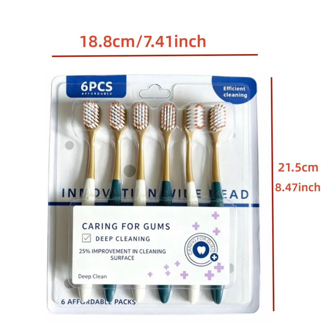 High Quality Wide Head Household 6-pack Adult Soft Bristled Toothbrush For Both Men And Women, Soft And Delicate Details image 4