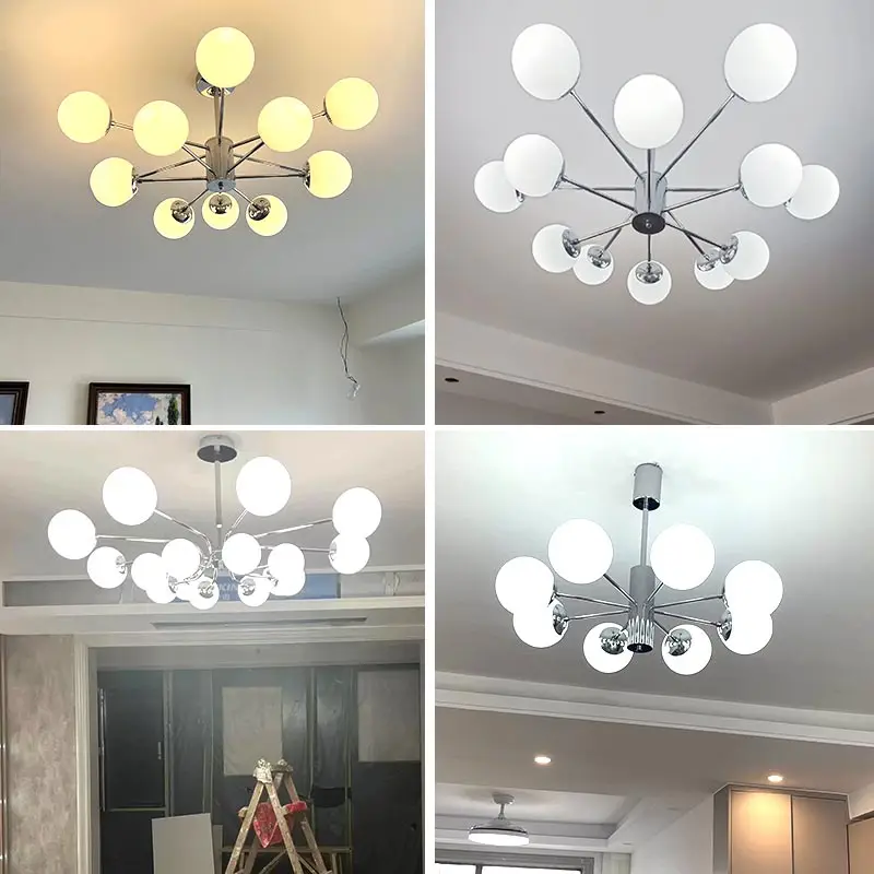 Modern Chrome Led Ceiling Chandelier Glass Ball Pendant Light Fixtrue Living Room Bedroom Home Decor Hanging Lamp Home Appliance image 6