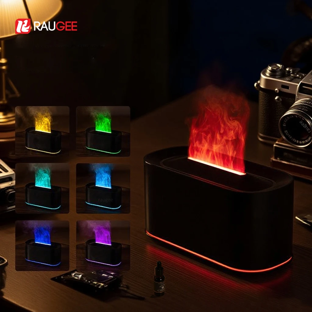 Aroma Humidifier Flame Essential Oils Diffuser Mini Air Humidifier For Home Automatic Fragrance Mist Maker With RGB Light