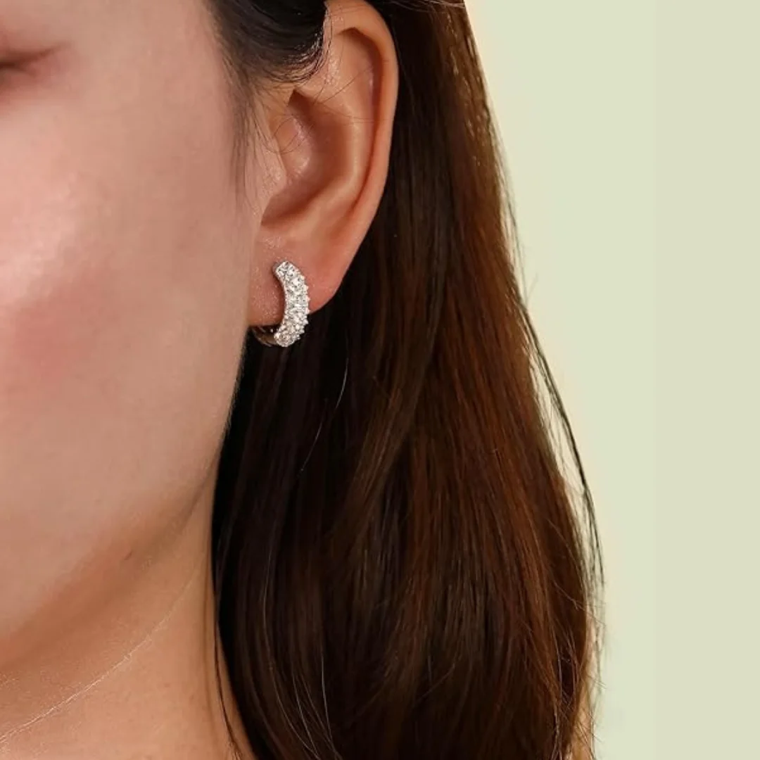 HFE Moissanite Wide Hoop Earrings 925 Sterling Silver Diamond Reverse Setting Design Special Valentine's Day Anniversary Gift