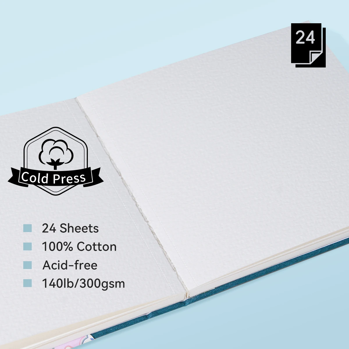 Arrtx Watercolor Sketchbook, 300g 100% Cotton 24 Sheets Paper, Hardcover Watercolor Journal, Travel Notebook for Art Drawing