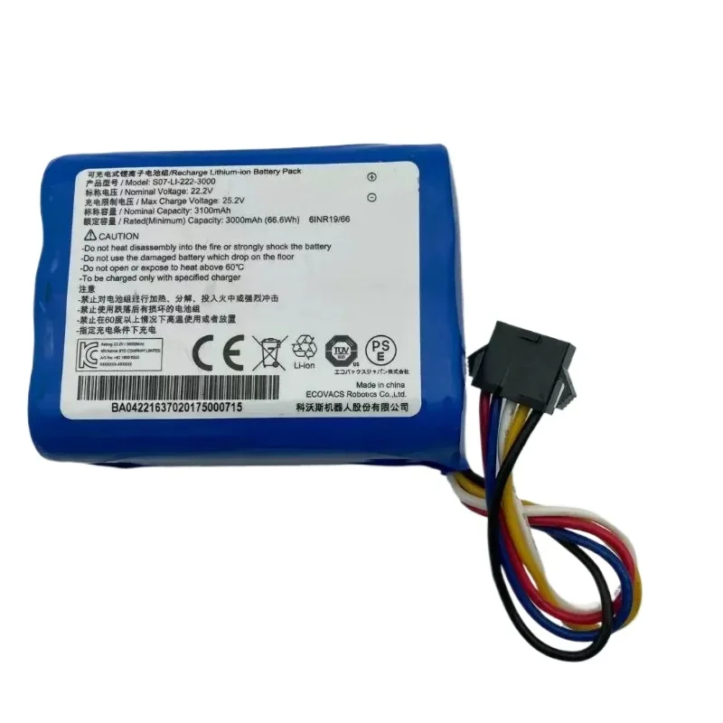 بطارية S07-LI-222-3000 22.2 فولت 3000 مللي أمبير في الساعة لروبوت تنظيف النوافذ Ecovacs WA30 WA50 العلامة التجارية الجديدة عالية الجودة