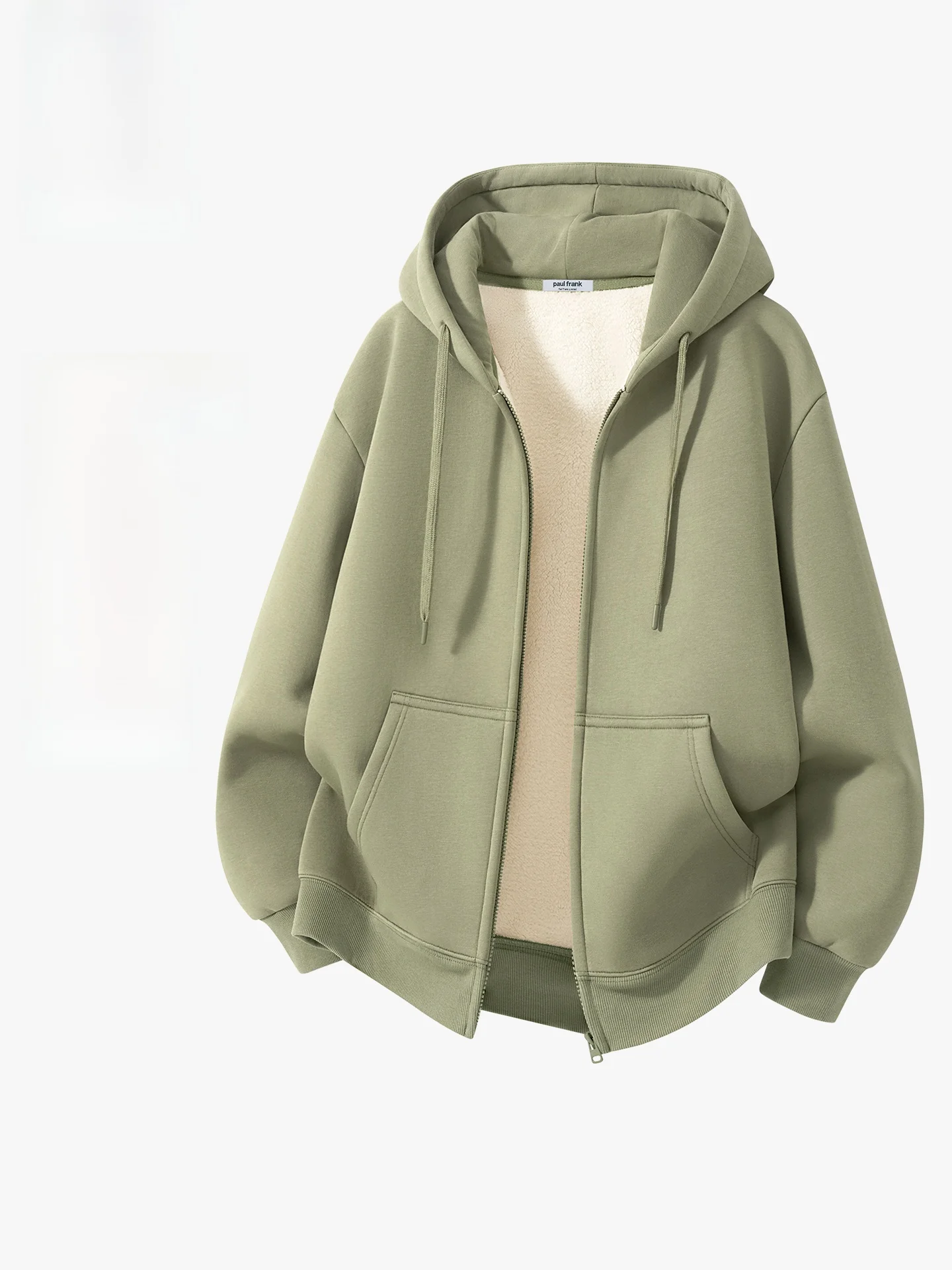 

Men's Fce Lined Open Cardigan Hoodie Warm Lamb Velvet Jaet Large Mouth Monkey Winter Casual Wear Zipper