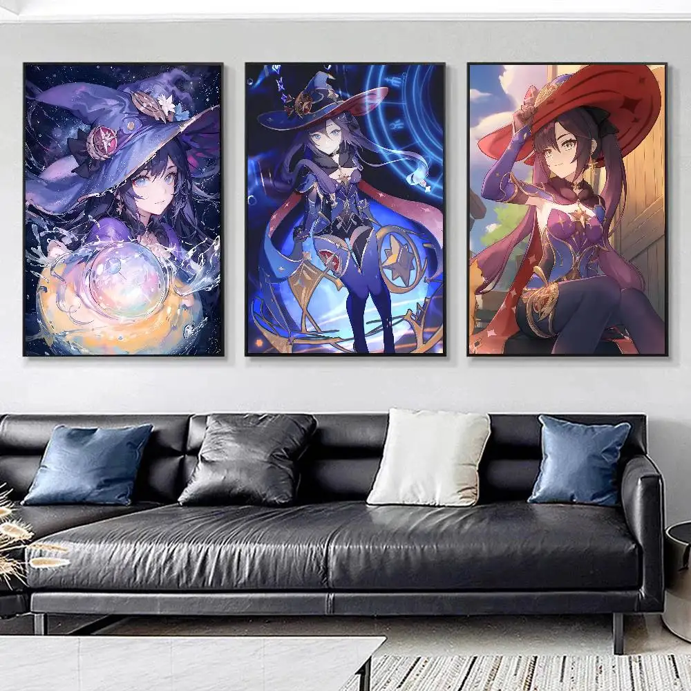 GAME Genshin Impact Accounts Mona Posters HD Print Vintage Wall Art Decor for Home Study Room