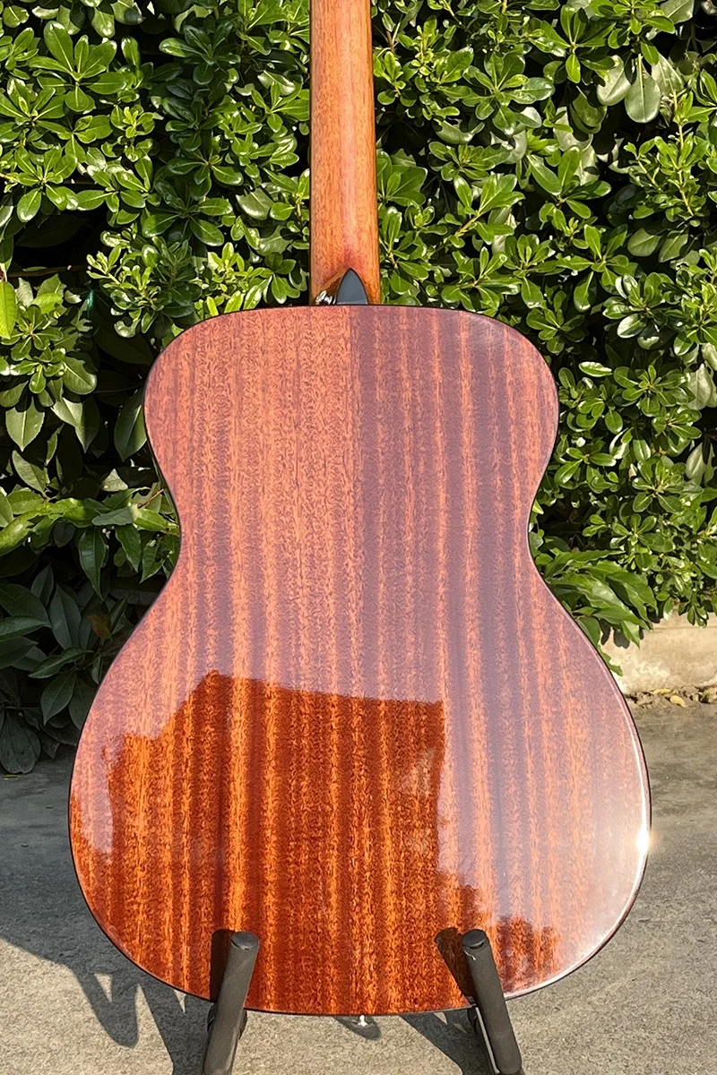 جيتار Aiersi-OM Body Style Top Solid Spruce الصوتي، لمسة نهائية لامعة مقاس 40 بوصة