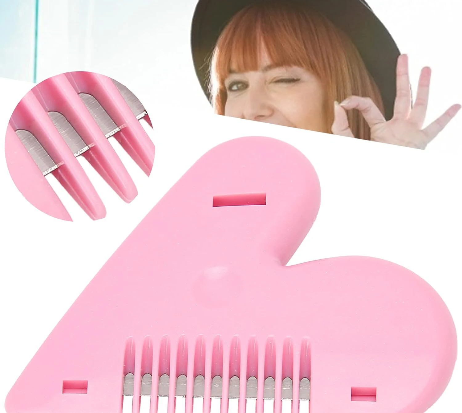 1/2 pc of heart-shaped hair cutting comb, cute heart-shaped manual cutting comb, double-edged shavers，Special for real hair wigs