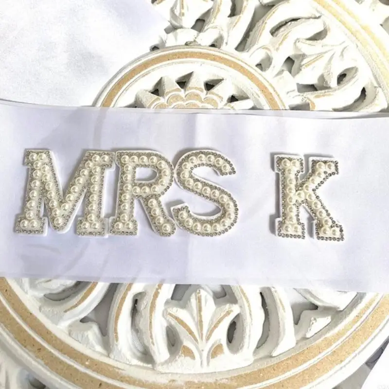 Adjustable Bride Party Sashes Elegant Pearls and Rhinestones Letter Sashes Bachelorette Party Supply 6XDA