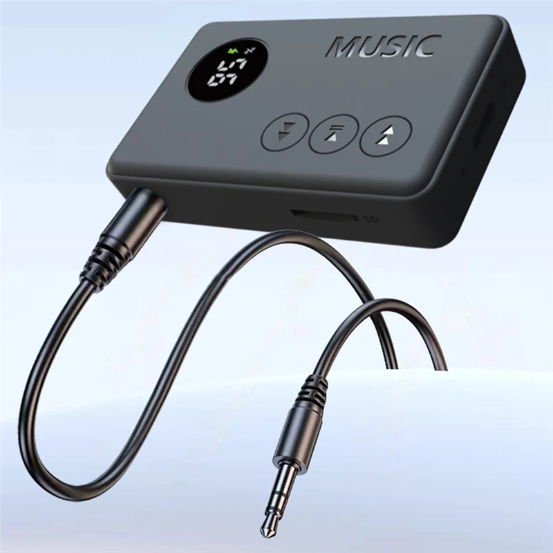 FFYY-자동차 오디오 Bluetooth 5.3 어댑터, LED 디스플레이가 있는 2-In-1 송신기 수신기, 무선 Aux 연결