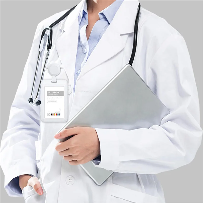 

EF-Retractable Badge Holders Hard Plastic Sliding ID Badge Holder With Retractable Badge Reel Clips Id Badge Holder 3PCS White