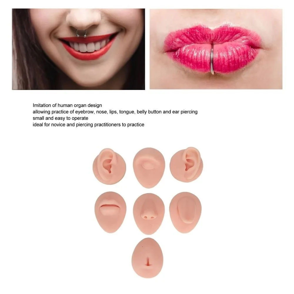 Simulation Design Body Piercing Practice Model Human Face Features Flexible Silicone Silicone Body Model Multiple Body Parts