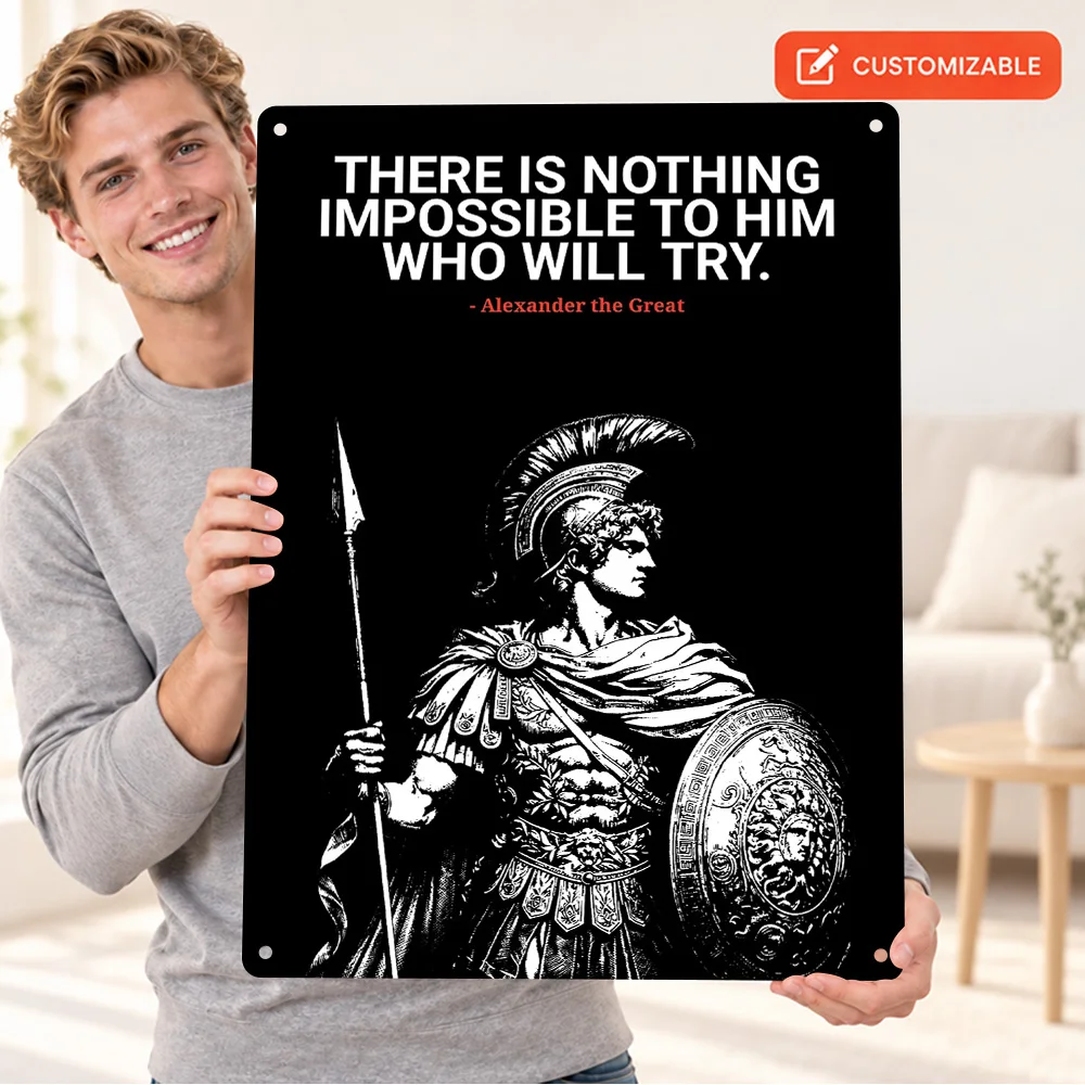 Alexander The Great Inspirational Quote Printed Poster Editorial Wall Art For Study Customized Aluminum Metal Sign Mentor Gift