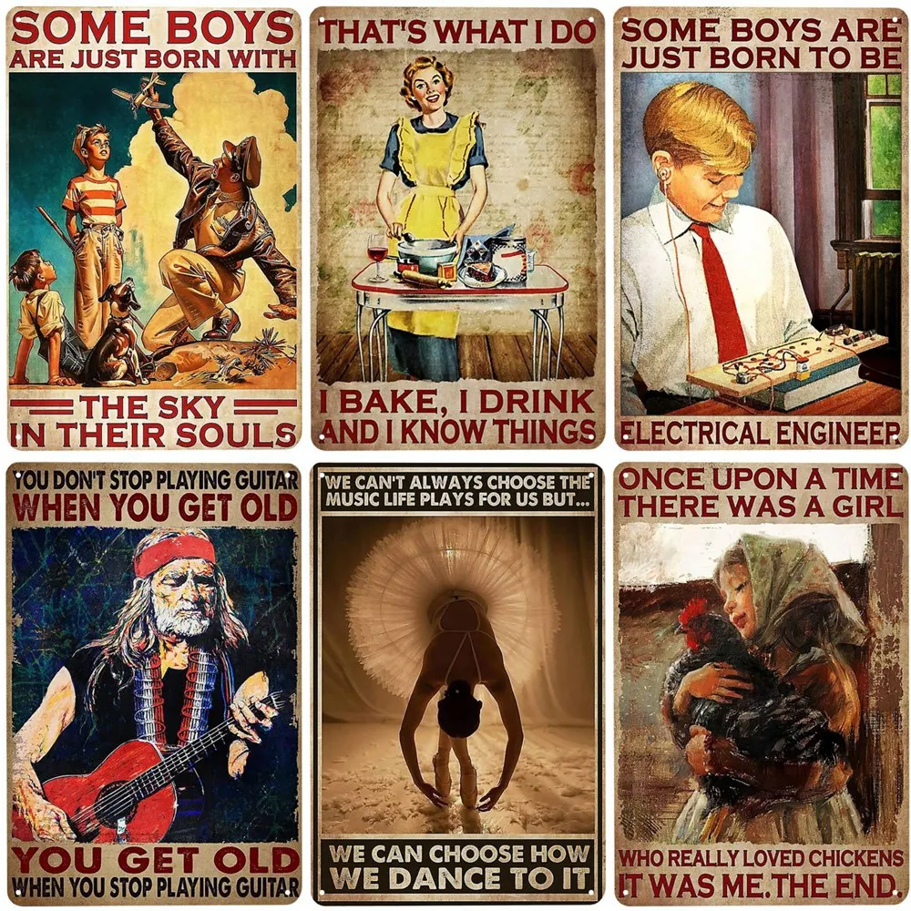 Don’t Stop Playing Guitar Vintage Tin Sign for Home Decor, Funny Metal Signs, Funny Ukulele Wall Decor, When Get Old