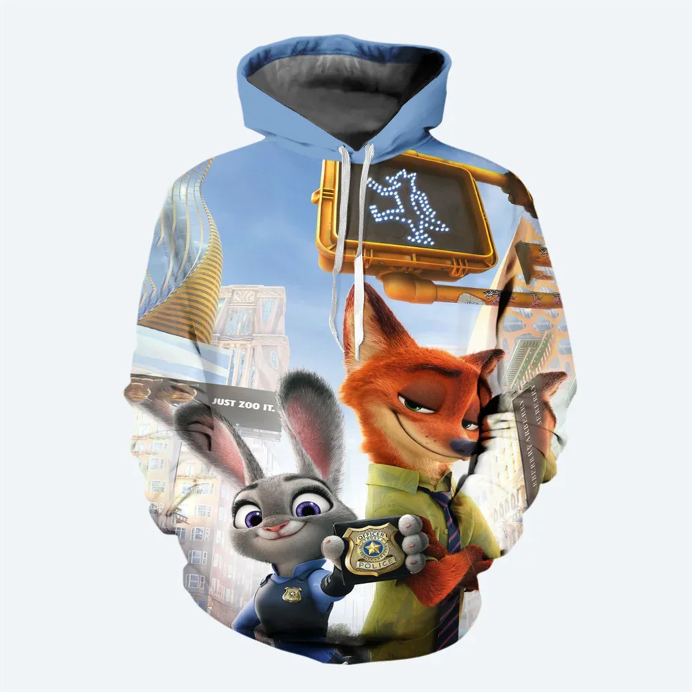 Zootopia Children's Hoodie Judy Boys Girls Pullover 3D Print Disney Top Fashion Casual Men's Hoodie Fall Oversized Menswear