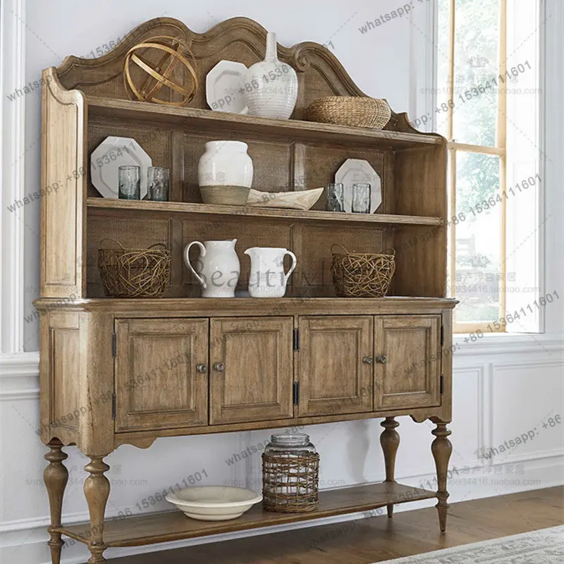 American rural antique storage cabinet storage French solid wood wall retro decorative cabinet