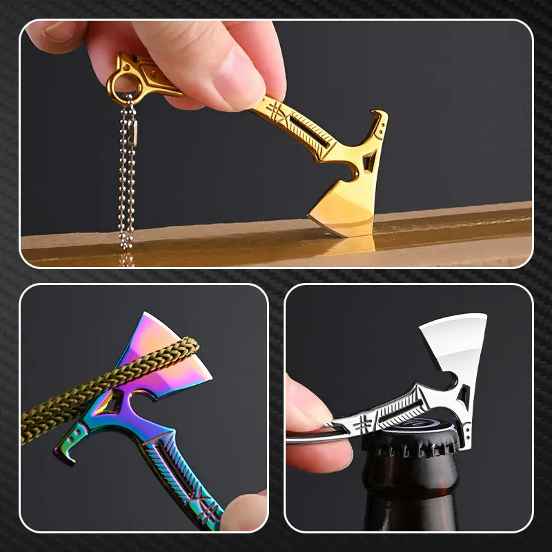 Outdoor Portable EDC Creative Stainless Steel Mini Axe Keychain Bottle Opener Tool