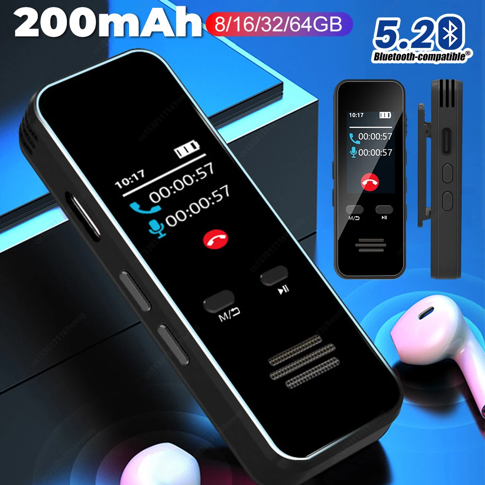 

Ленточный рекордер с голосовой активацией, Bluetooth-совместимый с воспроизведением, звуковой рекордер, MP3-плеер с шумоподавлением для лекций, встреч