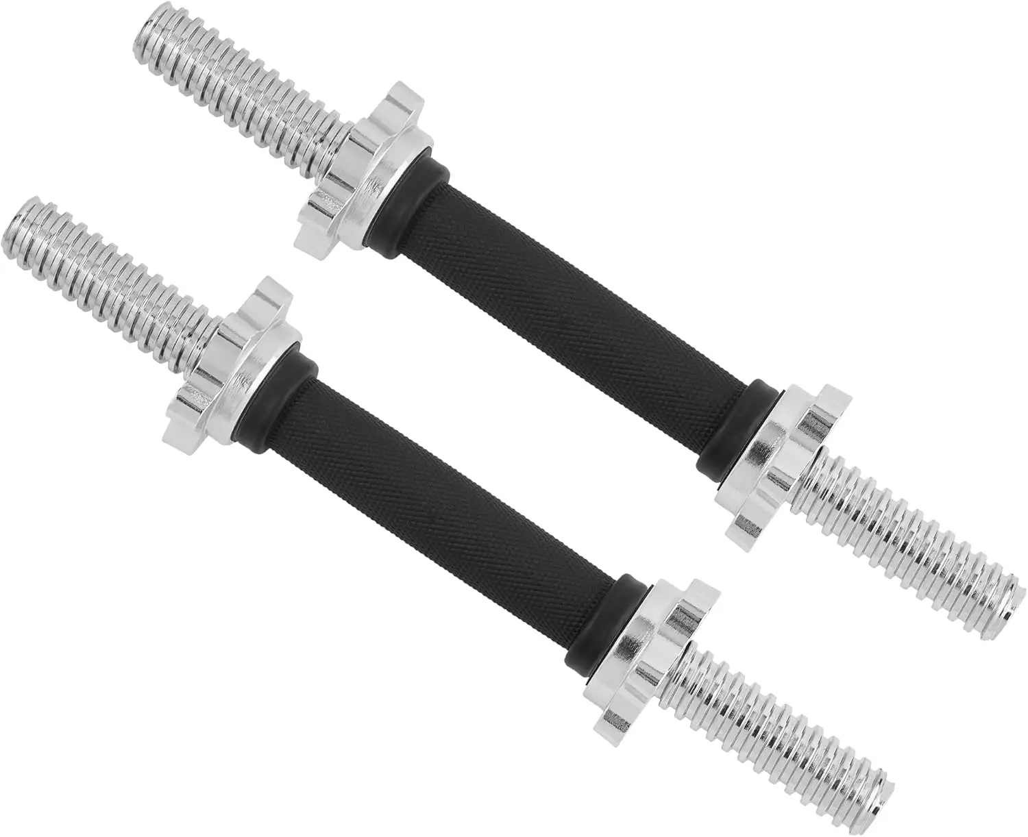 

Adjustable Dumbbell Handles, 14-24 Inch Bars with Rubber Grip, Fits 1" Plates, Includes Secure Collars