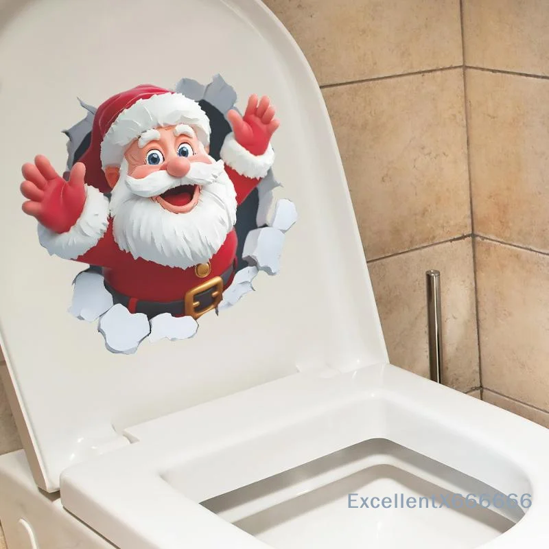 Christmas Snowman Toilet Sticker Merry Christmas Party Decoration Xmas Home Bathroom Decor Navidad Natal