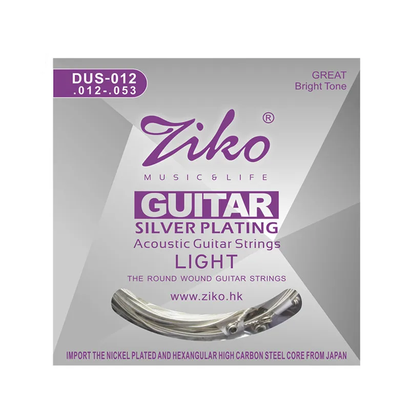 ZIKO DUS 010 011 012อะคูสติกกีตาร์ Strings หกเหลี่ยมแกนเหล็กคาร์บอนชุบเงินเครื่องดนตรีอุปกรณ์เสริมชิ้นส่วน