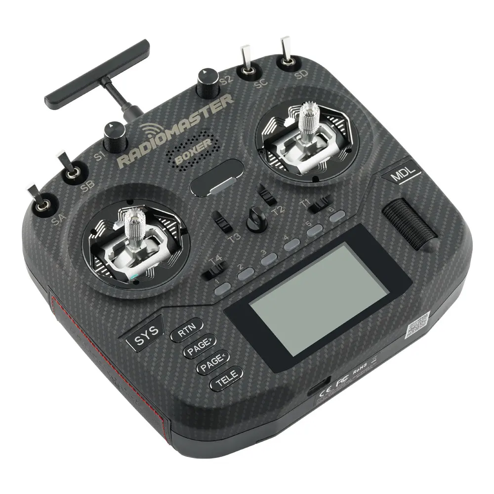 الأصلي RadioMaster الملاكم ماكس نسخة الارسال CNC AG01 قاعة Gimbals ألياف الكربون ExpressLRS 2.4G 16ch RC FPV التحكم عن بعد