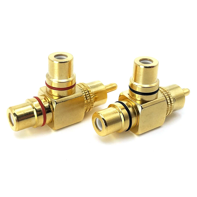 

1 Pair Gold Plated RCA Male To 2 Female RCA Splitter Adapter AV Video Audio T Plug RCA 3 Way Plug R Connector ﻿